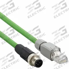 IFM Ethernet Cable: Cat5e, M12 Male Straight x RJ45 Male Straight, 20 m Lg, PVC, Green, D Coding (MPN E12493). Key specifications — Brand: IFM; Cable Jacket Color: Green; End 1 Coding: D; IP Rating: IP67; Performance Category: Cat5e.