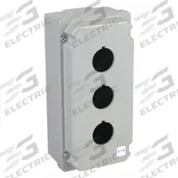 EATON Push Button Enclosure: 30mm, 3 Holes, Cast Zinc, NEMA 12/13/4/4X (MPN 10250TN13). Key specifications — attr211299: EATON; attr1043605: Indoor Dust & Water Droplets.