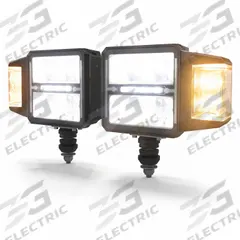 ECCO LED Snowplow Light: Headlight, LED, Heated, High Beam/Low Beam, Surface Mount, Bolt, Square (MPN EW4011). Key specifications — Heated: Heated; Lighting Technology: LED; Beam Type: High Beam; Electrical Connection: Blunt Cut Wire; Mount Type: Bolt; Brand: ECCO; Mount Style: Surface.