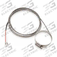 TEMPCO Pipe Clamp Thermocouple: 32°F to 1,400°F /0°C to 760°C, Type J, Hose Clamp (MPN TPW00033). Key specifications — Brand: TEMPCO; Cable Material: Fiberglass with Stainless Steel Braid; Cable Length: 6 ft; Accuracy: ±2.2 °C or ±0.75 %, Whichever is Greater; Process Mounting Connection: Hose Clamp; Maximum Wire Gauge: 0.25 mm.