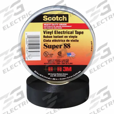 3M Electrical Tape: 3/4 in Wd, 14 5/8 yd Lg, 8.5 mil Thick, Polyvinyl Chloride Film - General Purpose Electrical Tape
