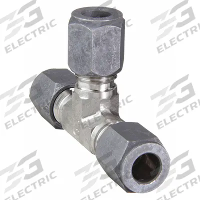 PARKER Compression Tee Fitting: 3/8 in OD x 3/8 in OD x 3/8 in OD size - Flareless Bite-Type Stainless Steel Compression Fittings