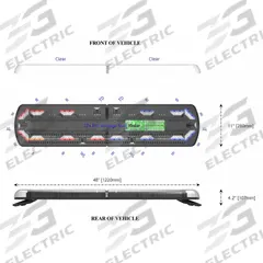 CODE 3 LED Lightbar: Emergency Vehicle Full-Size Light Bar, Amber/Blue/Red, Clear, LED, Permanent (MPN 12-70001-C). Key specifications — Brand: CODE 3; Lens Color: Clear; Number of Flash Patterns: 70; Installation Type: Permanent; Operating Voltage: 12-24V.