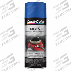 DUPLI-COLOR Automotive Paint: Interior, Engine Accessories/Engine Blocks, Solvent, Solvent-Based (MPN EDE162107). Key specifications — Color: Old Ford Blue; Coverage Area: 12 to 15 sq ft; Compatible Surface Material: Metal; Finish Texture: No Texture; Sheen: Gloss; Surface Texture: Smooth; Brand: DUPLI-COLOR.