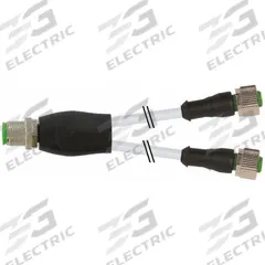 Cordset: M12 Male Straight X (2) M12 Female Straight, 4 Pins, Gray, PVC, 0.3 m Cable Lg (MPN 7000-40701-2130030). Key specifications — Cable Jacket Color: Gray; End 1 Gender: Male; End 1 Mounting Orientation: Straight; End 2 Gender: Female; End 2 Mounting Orientation: Straight; End 2 Connection Type: (2) M12; IP Rating: IP65; Brand: MURRELEKTRONIK.