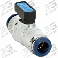 AIGNEP USA Manual Two-Way Ball Valve: 3/8 in, Nickel-Chrome Plated Brass, Straight, Push x Push (MPN 86320-06-06). Key specifications — Brand: AIGNEP USA; Handle: Wedge.