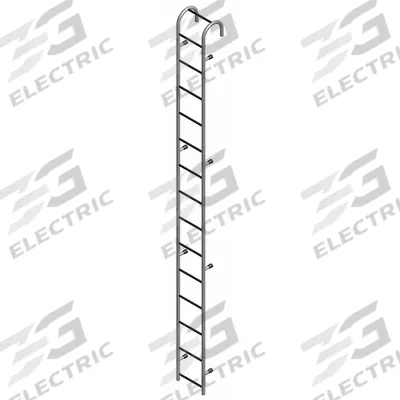COTTERMAN Straight Ladder: 14 ft Ladder Size, Steel, 300 lb Load Capacity, 61 lb Wt - Storage Tank Steel Ladders