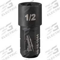 MILWAUKEE Impact Socket: SAE, 1/2 in Socket Size, 6-Point, Short, 1 41/64 in Overall Lg, Black Oxide (MPN 49-16-1644). Key specifications — attr1215501: MILWAUKEE; attr1215515: Black Oxide; attr1215518: 1/2 in.