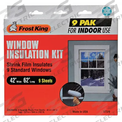 FROST KING Window Insulation Kit: 5.2 ft Overall Lg, 3.5 ft Overall Wd, Plastic Film - Polyolefin Shrink and Seal Window Kit