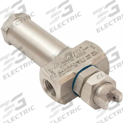 EXAIR Atomizing Spray Nozzle: Pressure, 0.9 scfm, Wide Angle Flat, 1/4 in FNPT - External Mix Air-Atomizing Spray Nozzles