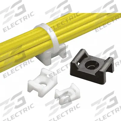 PANDUIT Saddle Cable Tie Base: 0.22 in Slot Wd, 0.06 in Slot Ht, Black, 0.43 in Wd - Screw Mount Cable Tie Bases