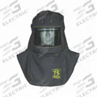 OBERON Arc Flash Hood: 4 PPE CAT, 76 cal/sq cm ATPV, ( 12.5 oz/sq yd ), Std, Black, Hard Cap (MPN TCG75-C). Key specifications — Includes: Hard Cap; Brand: OBERON; Hood Window Type: Not Window/Face Shield Fitted; Ventilated: No; Color: Black; Features: Escape Strap.