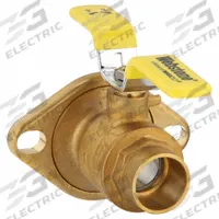 WEBSTONE Manual Two-Way Ball Valve: 1 in, Brass, Straight, Sweat x Flange, Full Port Ball Port (MPN 51404HV). Key specifications — Brand: WEBSTONE; Handle: Tee.