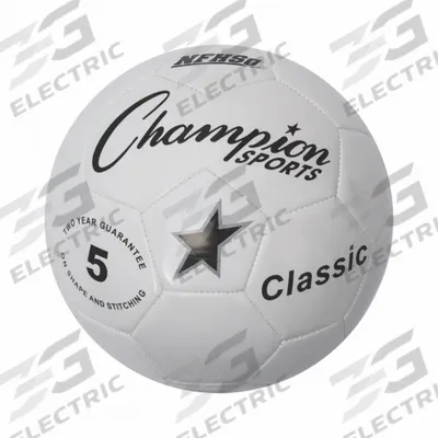 CHAMPION SPORTS Soccer Ball: NFHS, TPU, Black/White, Indoor/Outdoor - Soccer Balls