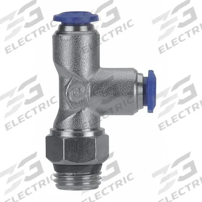 AIGNEP USA Push-Fit Tee Fitting: 1/4 in OD x 1/4 in OD x 5/16 in Pipe Size, Brass - Nickel-Plated Brass Tube Fittings