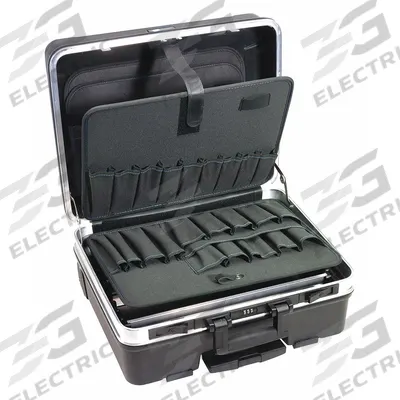 WESTWARD Tool Case: 17 5/16 in W 10 in D 20 5/16 in H, Plastic, Black, Hinged Lid - Plastic Tool Cases