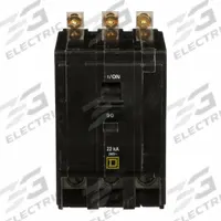 SQUARE D Miniature Circuit Breaker: 90 A, 120/240V AC, Three Phase, 22kA at 120/240V AC, 3 Poles (MPN QOB390VH). Key specifications — Phase: Three; Amps: 90 A; AC Voltage Rating: 120/240V AC; Max. AIR Rating: 22kA at 120/240V AC; For Use With: Square D NQOD Panelboards; Brand: SQUARE D.
