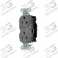 HUBBELL Receptacle: Duplex, 5-20, Gray, 125V AC, 20 A, 2 Pole / 3 Wire (MPN 5352STGY)