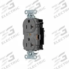 HUBBELL Receptacle: Duplex, 5-20, Gray, 125V AC, 20 A, 2 Pole / 3 Wire (MPN 5352STGY)