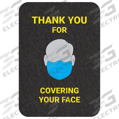 PIG Floor Sign Mat: Thank you for Covering Your Face, 17 in x 2 ft, 17 in Overall Wd - Safety