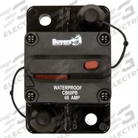 Automotive Circuit Breaker: CB, 42V DC, 60 A at 42V DC, Stud (MPN CB60PB). Key specifications — Series: CB; Voltage: 42V DC; Interrupt Rating: 60 A at 42V DC; Terminal Connection: Stud; Circuit Breaker Type: Hi-Amp Circuit Breaker; Brand: BUYERS PRODUCTS.