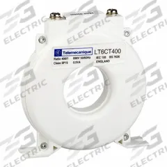 SCHNEIDER Solid Core Current Transformer: 400 A Primary Current - Max, 1 A Secondary Current - Max (MPN LT6CT4001). Key specifications — Window Shape: Round; Connection: Screw Terminal; Brand: SCHNEIDER.