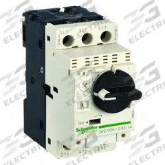 SCHNEIDER Manual Motor Starter: Non-Reversing, 3 Poles, 1 A, Thermal Protection, Selector Switch (MPN GV2P05). Key specifications — Maximum Voltage Rating: 600V AC; Brand: SCHNEIDER; Thermal Units Required: None (Starter Includes Integrated Thermal Units); Frame Size (Width): 45mm.