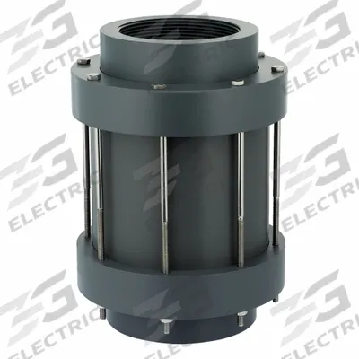 PLAST-O-MATIC Check Valve: Poppet, Inline Valve Body, 2 in Pipe Size, Polypropylene, Female - Polypropylene Poppet Check Valves