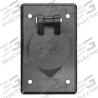 HUBBELL WIRING DEVICE-KELLEMS Marine Outlet and Cover: Cast Aluminum, FD/FS, Boxes, 1 Gangs, Black (MPN PH6597). Key specifications — Brand: HUBBELL WIRING DEVICE-KELLEMS; Color: Black; Compatible with Product Type: Boxes; Compatible with Series: FS; Mounting Orientation: Vertical.