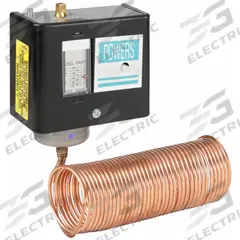 SIEMENS Line Volt Mechanical Tstat: 15° to 55°F, Steel, Fixed, 5°F, 120 to 240V AC Volt (MPN 134-1504). Key specifications — Switch Type/Action: DPST, Open/Close on Rise; Temperature Control Range: 15° to 55°F; Temperature Differential: 5°F; Voltage: 120 to 240V AC; Capillary Length/Bulb Diameter: 20 ft Capillary, 20 ft x 1/8 in Bulb; Brand: SIEMENS; Differential Type: Fixed; Enclosure Material: Steel.