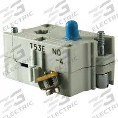 EATON Contact Block: 30 mm Panel Mounting Size, 1NO, Momentary, 10250T/E34 Series (MPN 10250T53E). Key specifications — Switch Action: Momentary; Terminal Connection Type: Screw Clamp Terminals; Brand: EATON; Compatible with Series: 10250T.