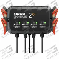 NOCO Battery Charger: Charging, Auto, For AGM/CA/EFB/Gel/Lead Acid/Lithium/MF/Wet Cell, Auto On/Off (MPN GENIUS2X4). Key specifications — Automatic/Manual: Automatic; Charging Current @ Voltage: 2 A @ 6V; Charge Type: Auto On/Off; Maintaining Current @ Voltage: 2 A @ 12V; Charger Function: Charging; For Use With Battery Type: Gel; Brand: NOCO.