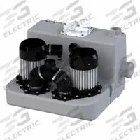 SANIFLO Sink Drain Pump System: 8.5 gal, 2 hp, 220/240V AC, 53 ft Max. Head, 16 A, Polyethylene, Top (MPN 028). Key specifications — Brand: SANIFLO; Rated Voltage: 220/240V AC; Discharge Location: Top.