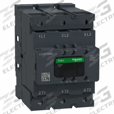SCHNEIDER Contactor: Non-Reversing, 3 Poles, 3NO Contacts, 150 A - Non-Reversing IEC Contactors