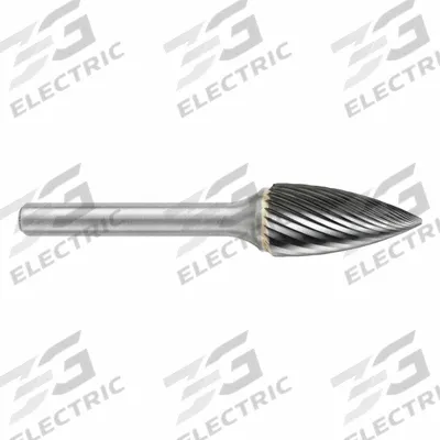 SGS PRO Carbide Bur: Pointed-End Tree, SG-3, Single Cut, 3/8" x 3/4" Head - Single-Cut Pointed-End Tree Burs