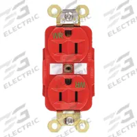 HUBBELL Receptacle: Duplex, 5-15, Red, 125V AC, 15 A, 2 Pole / 3 Wire (MPN HBL5262RWR)