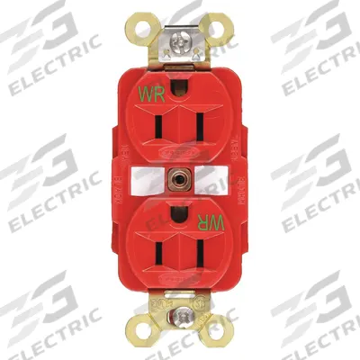HUBBELL Receptacle: Duplex, 5-15, Red, 125V AC, 15 A, 2 Pole / 3 Wire (MPN HBL5262RWR) - General Purpose Receptacles