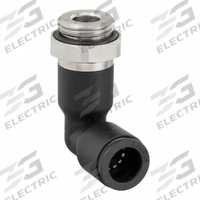 LEGRIS Push-Fit Elbow Fitting: 1/4 mm Pipe x 4 mm OD Size, BSPP x Push-to-Connect - Nylon & Nickel-Plated Brass Tube Fittings