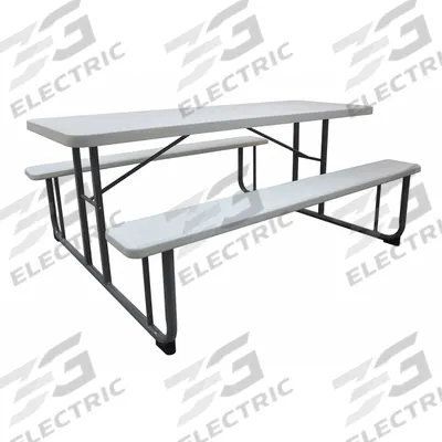 APPROVED VENDOR Picnic Table: Plastic, White, 29 5/8 in Overall Ht, 72 1/8 in Overall Lg - Rectangular Picnic Tables