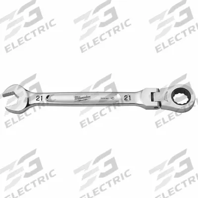 MILWAUKEE Combination Wrench: Chrome Vanadium Steel, Chrome, 21 mm Head Size - Metric 12-Point Ratcheting Combination Wrenches