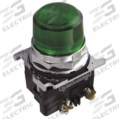 EATON Pilot Light: 30 mm Panel Mounting Size, Green, LED, 24 V AC/DC Max Volt Rating (Supply) (MPN 10250T197LGP24). Key specifications — Series: 10250T; Brand: EATON; Includes Push-To-Test: No Push-To-Test Included.