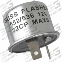 BUSSMANN Automotive Flasher: 12V DC, 2 to 6, 2 Terminals, Flasher Relay, 12.8 A Current Rating (MPN NO.552). Key specifications — Brand: BUSSMANN; Compatible Product Type: Passenger Vehicles; Product Type: Flasher Relay; Voltage Rating: 12V DC; Flash Rate per Minute: 2 to 6.