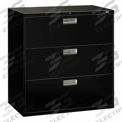 HON Lateral File Cabinet with Drawer: Black, 3 Drawers, 39 1/8 in Overall Ht - Lateral File Cabinets