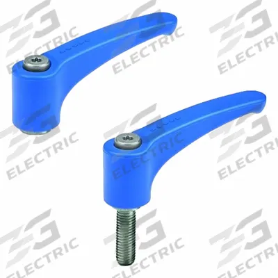ELESA Adjustable Handle: Threaded Hole, 5005, Blue, Plastic, M8 Thread, 79 mm Lg - Visually-Detectable Handles with Threaded Hole