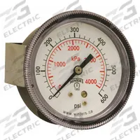 WINTERS Panel-Mount Pressure Gauge: U-Clamp, 0 psi to 600 psi, 2 1/2 in Dial, 1/4 in NPT Male, IP52 (MPN P9U901454UC). Key specifications — Accuracy: ±2-1-2%; Brand: WINTERS; Vibration Resistance Properties: Dry Case Vibration-Dampened; Gauge Wetted Parts: Brass / Bronze.