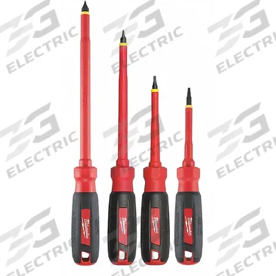 MILWAUKEE Tether Ready Insulated Screwdriver Set: 1-10 Pieces, 4 Pieces - Insulated Screwdriver Sets