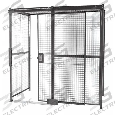 WIRECRAFTERS Partition Cage: 10 ft W x 10 ft D 10 ft H, Gray, 4 Sides, Enamel - WireCrafters Woven-Wire