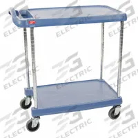Laboratory Utility Cart: 31 1/2 in Overall Lg, 18 3/8 in Overall Wd, 35 1/2 in Overall Ht, Polymer (MPN GRMY1627-24BU). Key specifications — Brand: INSTOCK; Product Type: Lab Cart; Includes: (2) Shelves; Cart Material: Polymer.