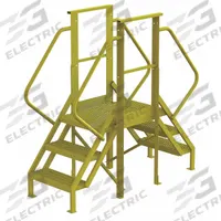 TRI-ARC Crossover Bridge: 2.5 ft Platform Ht, Steel, 1,000 lb Load Capacity, Serrated, 3 Steps (MPN 7CY73). Key specifications — Brand: TRI-ARC; Color: Yellow; Tread Type: Serrated.