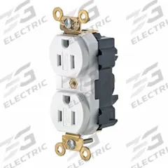 LEVITON Plugs and Receptacles: Duplex, 5-15, White, 125V AC, 15 A, 2 Pole / 3 Wire (MPN M5262-SGW)